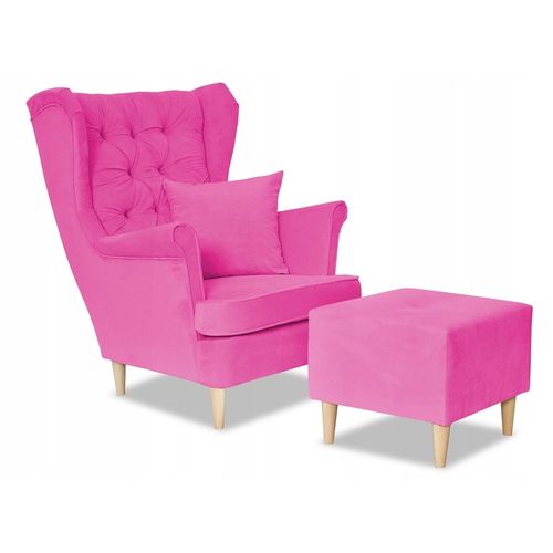Fauteuil Design Scandinave à Oreilles Gaja De — Rose Fuchsia, Idéal Pour Un Salon De Beauté