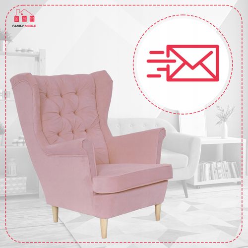 Fauteuil à Oreilles Gaja — Design Scandinave Par Rose Poudré Clair Et Confortable