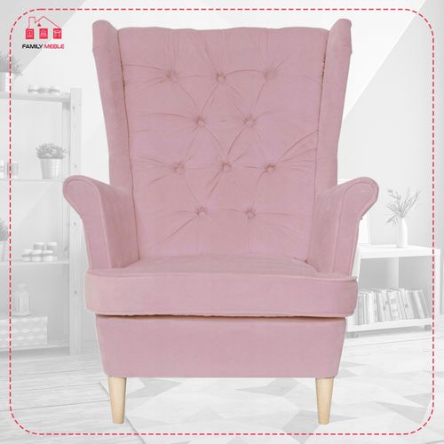 Fauteuil à Oreilles Gaja — Design Scandinave Par Rose Poudré Clair Et Confortable