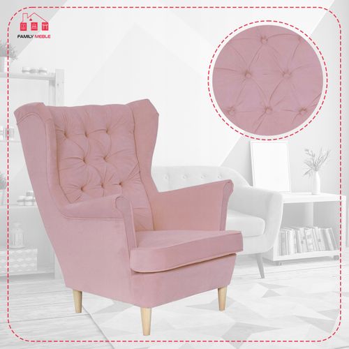 Fauteuil à Oreilles Gaja — Design Scandinave Par Rose Poudré Clair Et Confortable