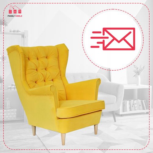 Fauteuil Gaja à Oreilles Scandinaves, Jaune Citron/melon