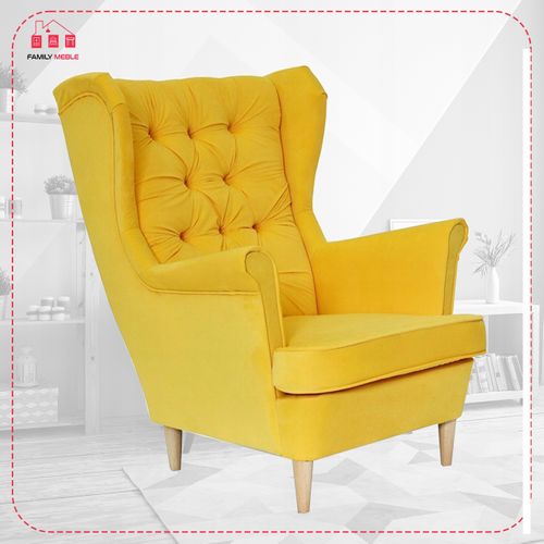 Fauteuil Gaja à Oreilles Scandinaves, Jaune Citron/melon