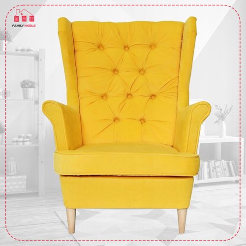 Fauteuil Gaja à Oreilles Scandinaves, Jaune Citron/melon