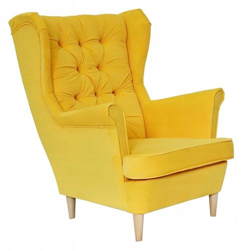 Fauteuil Gaja à Oreilles Scandinaves, Jaune Citron/melon