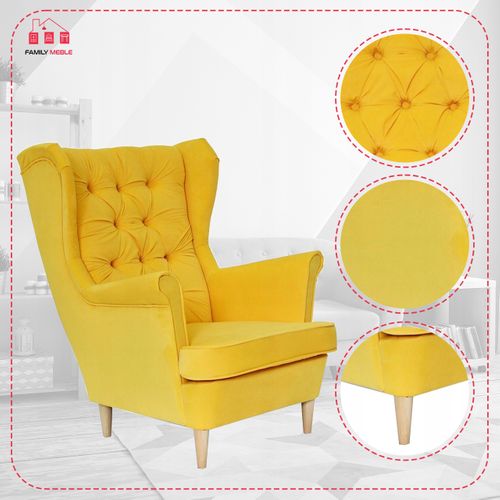 Fauteuil Gaja à Oreilles Scandinaves, Jaune Citron/melon