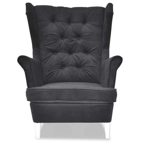 Fauteuil à Oreilles Scandinave Gaja — Velours Gris, Confortable, Au Style Masculin