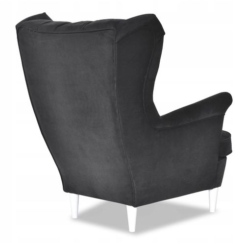 Fauteuil à Oreilles Scandinave Gaja — Velours Gris, Confortable, Au Style Masculin