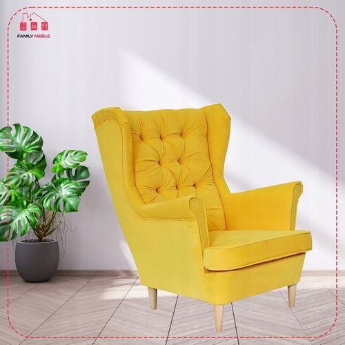 Fauteuil à Oreilles Scandinave Gaja, Velours Noir Hydrofuge