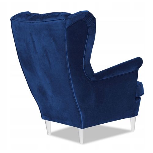 Fauteuil à Oreilles Scandinave Gaja En Velours Indigo (bleu Bleuet) Pour Salon