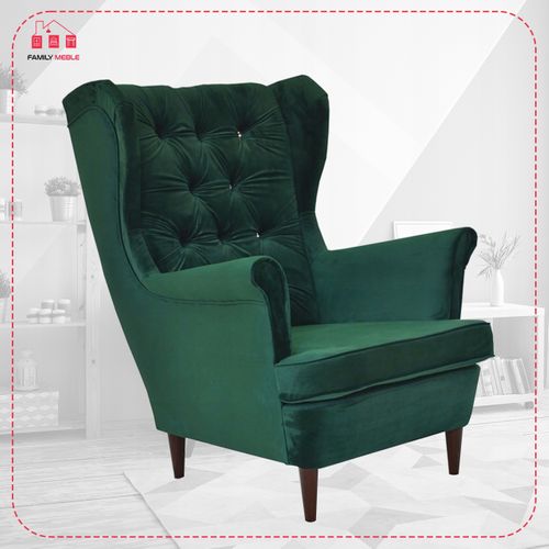 Fauteuil Scandinave à Oreilles Gaja — Vert Bouteille Foncé