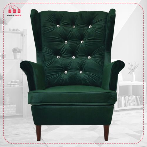 Fauteuil Scandinave à Oreilles Gaja — Vert Bouteille Foncé