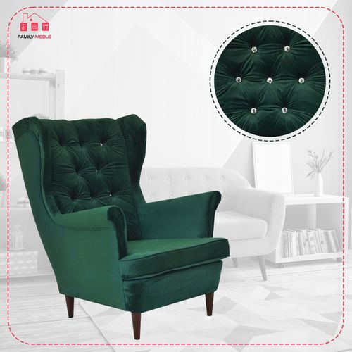 Fauteuil Scandinave à Oreilles Gaja — Vert Bouteille Foncé