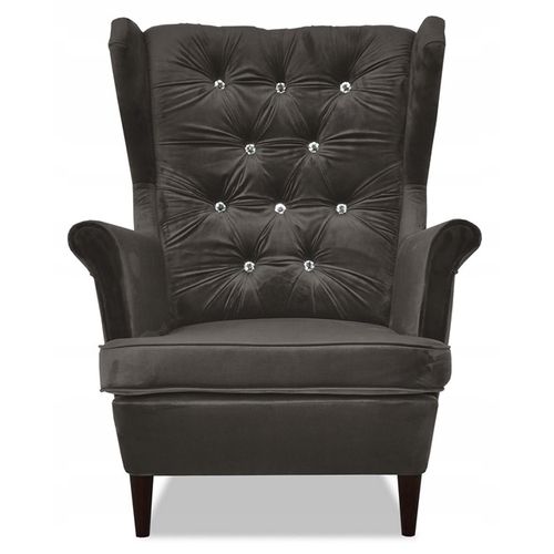 Fauteuil à Oreilles Gaja, Scandinave, Gris Graphite Foncé, Finition Wengé