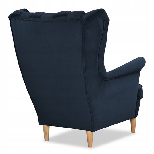 Fauteuil à Oreilles Carol — Style Scandinave, Bleu Marine/bleu Foncé