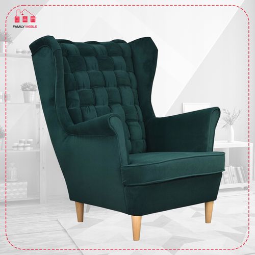 Fauteuil à Oreilles Scandinave Carol Vert Bouteille