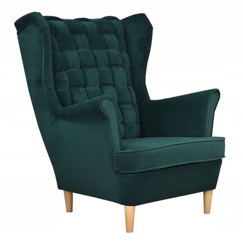 Fauteuil à Oreilles Scandinave Carol Vert Bouteille