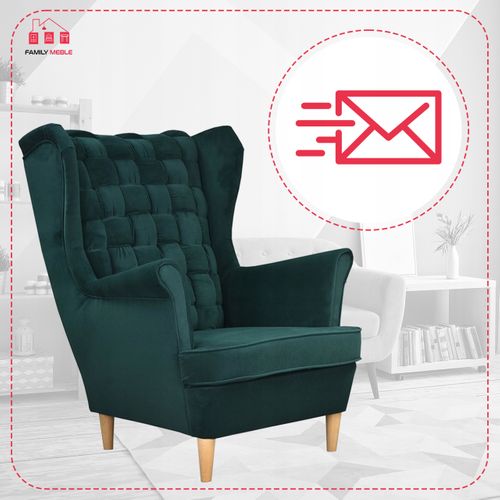 Fauteuil à Oreilles Scandinave Carol Vert Bouteille