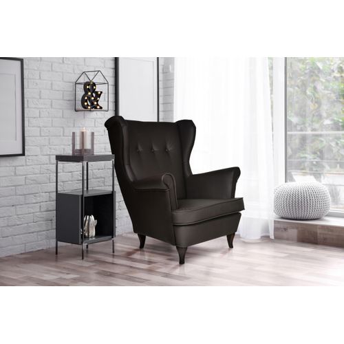 Fauteuil à Oreilles Scandinave Carol, Velours Gris Clair