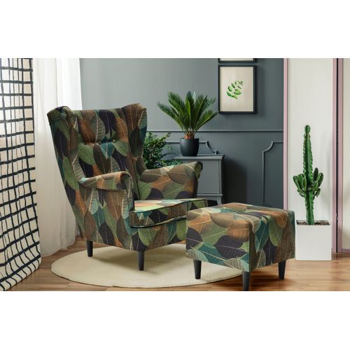 Fauteuil à Oreilles Scandinave Carol, Velours Gris Clair