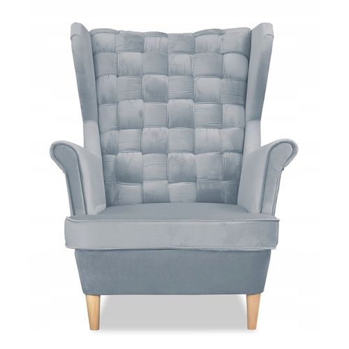Fauteuil à Oreilles Carol — Design Scandinave De En Velours Bleu‑gris Clair