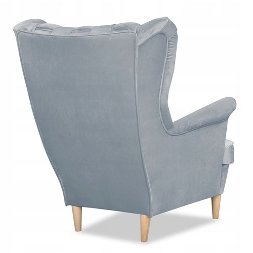 Fauteuil à Oreilles Carol — Design Scandinave De En Velours Bleu‑gris Clair