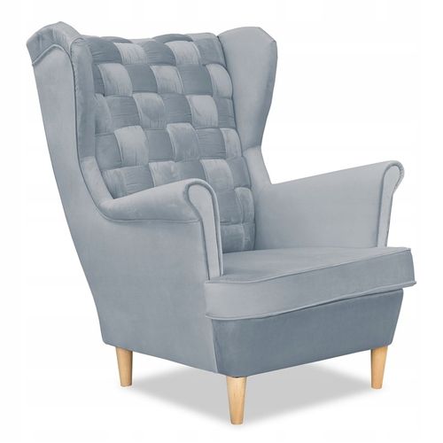 Fauteuil à Oreilles Carol — Design Scandinave De En Velours Bleu‑gris Clair