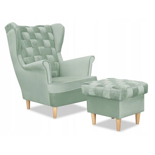 Fauteuil à Oreilles Scandinave Carol — Vert Menthe Clair/pistache