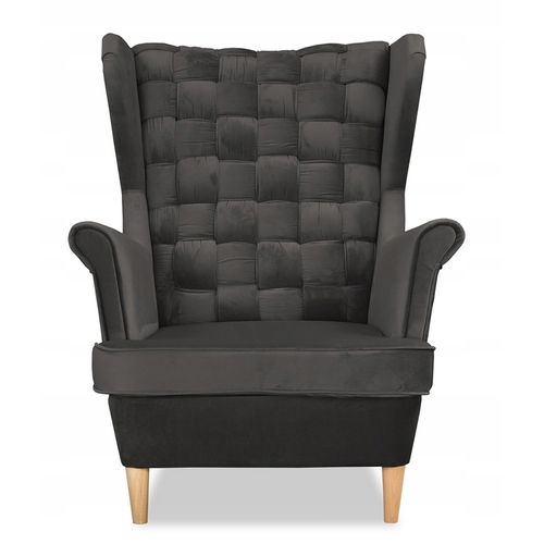 Carol — Fauteuil à Oreilles De Style Scandinave, Dossier Entrelacé, Coloris Graphite