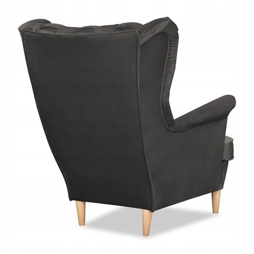 Carol — Fauteuil à Oreilles De Style Scandinave, Dossier Entrelacé, Coloris Graphite