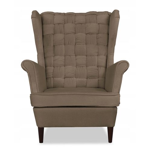 Fauteuil à Oreilles Scandinave Carol - Beige Foncé/marron - Confortable