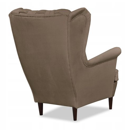 Fauteuil à Oreilles Scandinave Carol - Beige Foncé/marron - Confortable