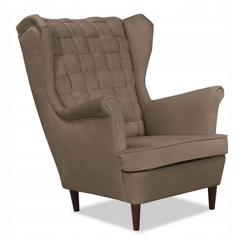 Fauteuil à Oreilles Scandinave Carol - Beige Foncé/marron - Confortable