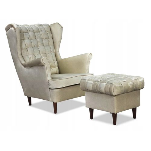 Fauteuil Scandinave à Oreilles Carol — Coloris Champagne, Beige Clair Et Crème