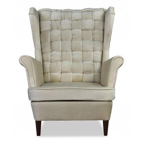 Fauteuil Scandinave à Oreilles Carol — Coloris Champagne, Beige Clair Et Crème