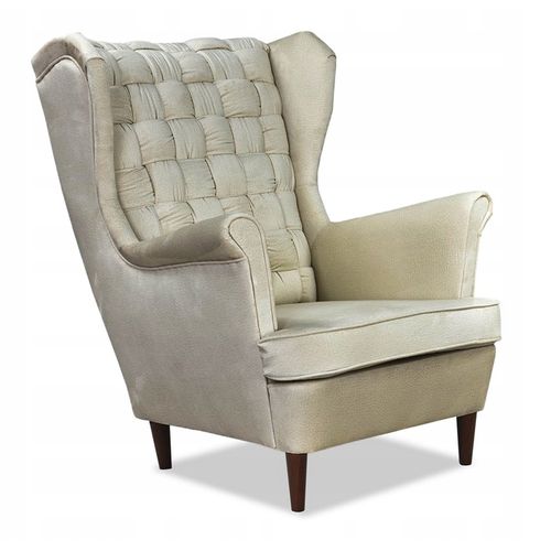 Fauteuil Scandinave à Oreilles Carol — Coloris Champagne, Beige Clair Et Crème
