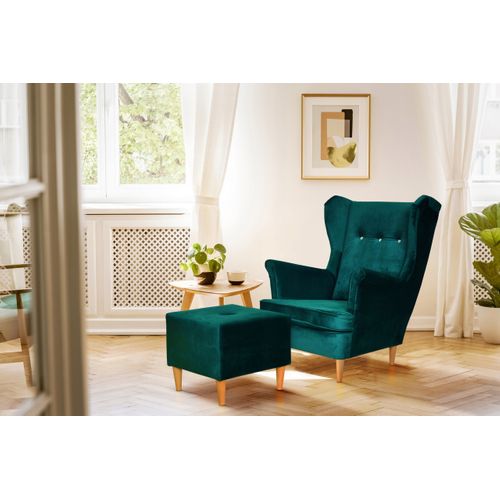 Fauteuil Scandinave à Oreilles Carol — Coloris Champagne, Beige Clair Et Crème