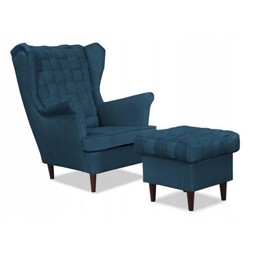 Fauteuil à Oreilles Carol, Style Scandinave, Imperméable, Bleu Marine