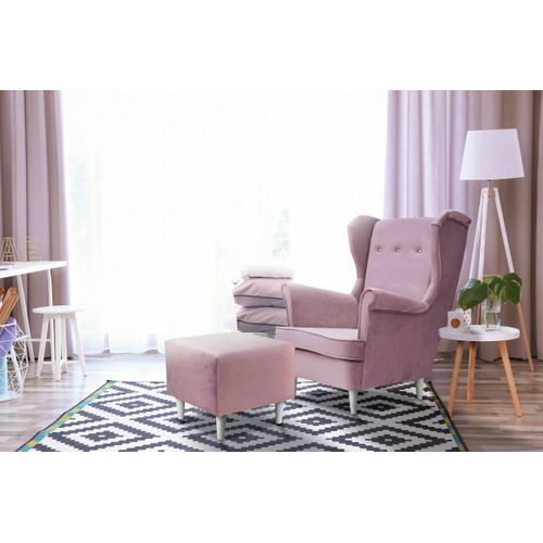 Fauteuil à Oreilles Carol, Style Scandinave, Imperméable, Bleu Marine