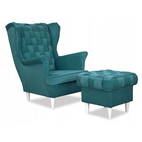 Fauteuil à Oreilles Carol — Style Scandinave, Turquoise/bleu Océan