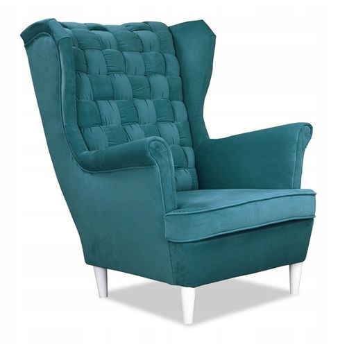 Fauteuil à Oreilles Carol — Style Scandinave, Turquoise/bleu Océan