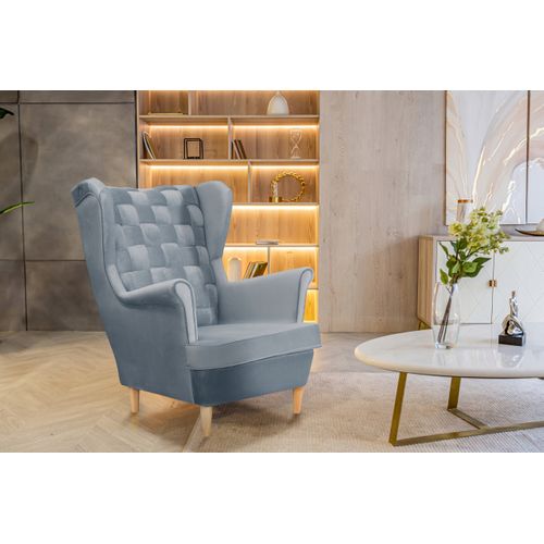 Fauteuil Scandinave à Oreilles « Carol » — Dossier Tressé, Anthracite