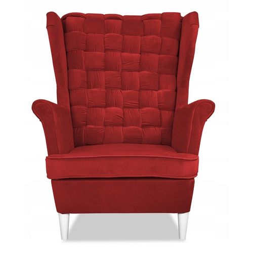 Fauteuil à Oreilles Scandinave Carol, Confortable, Rouge Cerise