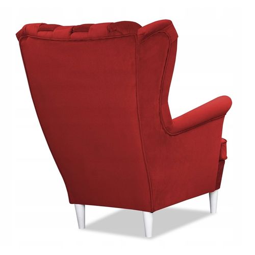 Fauteuil à Oreilles Scandinave Carol, Confortable, Rouge Cerise