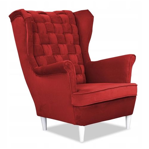 Fauteuil à Oreilles Scandinave Carol, Confortable, Rouge Cerise