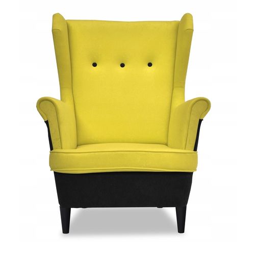 Fauteuil à Oreilles Scandinave Ari Duo — Jaune Et Noir, Motif Abeille