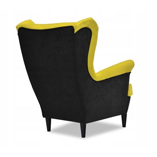 Fauteuil à Oreilles Scandinave Ari Duo — Jaune Et Noir, Motif Abeille