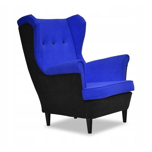 Fauteuil à Oreilles Ari Duo, Style Scandinave, Noir Et Bleu Pour Salon