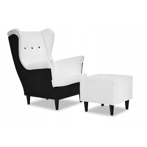 Fauteuil Scandinave à Oreilles Ari Duo Blanc Et Noir Pour Chambre