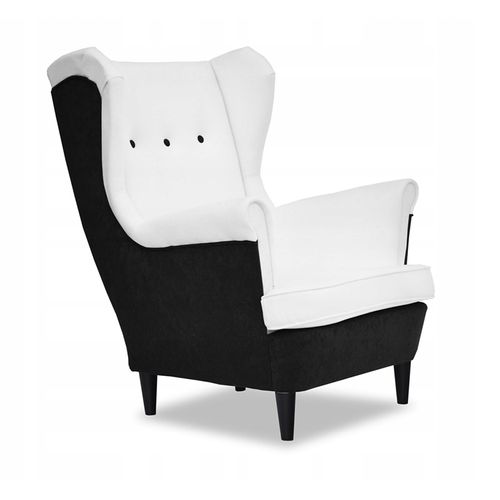 Fauteuil Scandinave à Oreilles Ari Duo Blanc Et Noir Pour Chambre