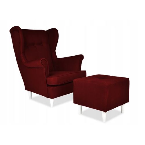 Fauteuil Scandinave à Oreilles Ari, Rouge Cerise (bordeaux)